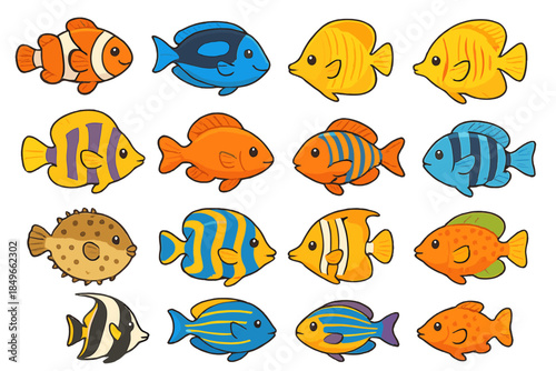 Cute cartoon fish collection