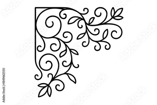 Ornate corner flourish with leaves and swirls