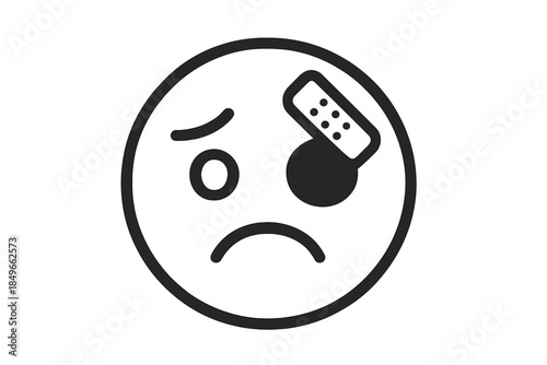 Sad Face with Band-Aid Emoji