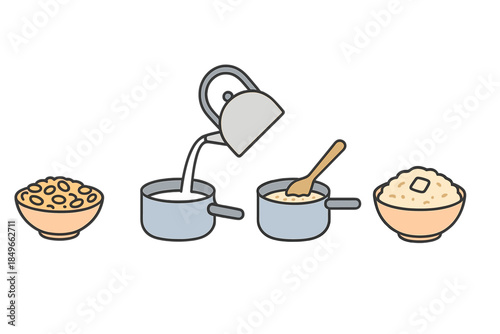 Illustration of making oatmeal from scratch