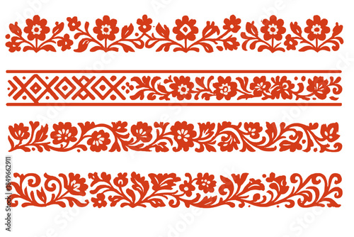 Decorative ornamental borders with floral motifs