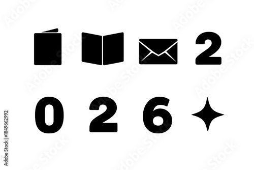 Minimalist Card Icons. Card mockup minimalist. Filled icon set of card mockup minimalist: blank cover, open