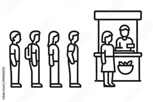 People Waiting in Line at a Service Counter