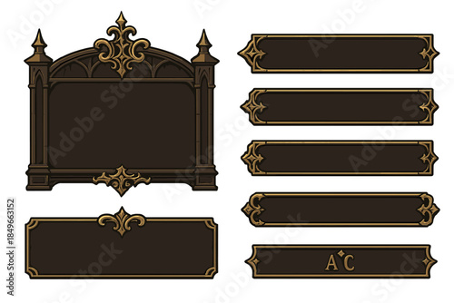 Tableau sur toile Ornate Gothic UI Elements with Gold Trim
