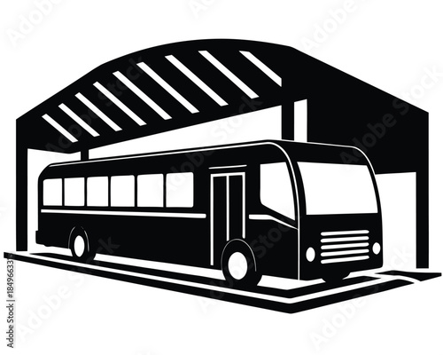 bus terminal vector on whit background
