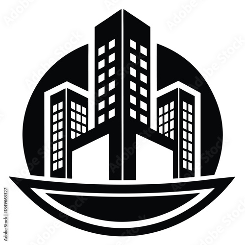 building management vector on whit background