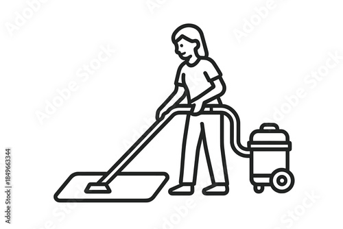 Person cleaning with a vacuum cleaner