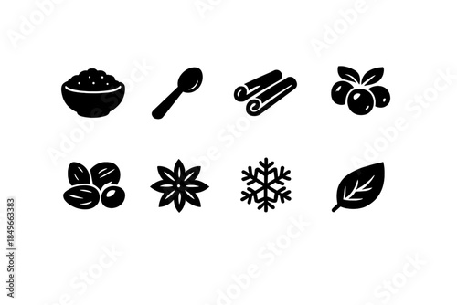 Cozy Porridge Icons. Cozy winter porridge icons. Filled icon set of cozy winter porridge icons: bowl icon,