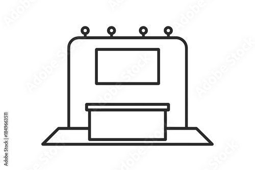 Simple exhibition stand with screen and counter