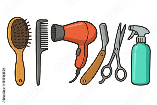 Hairdressing Tools Flat Design