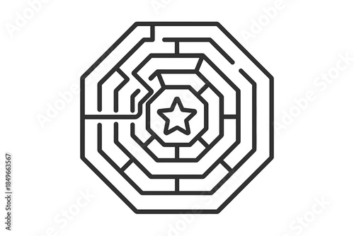 Octagonal Maze with Star in Center