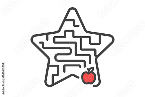 Star Maze with Red Apple