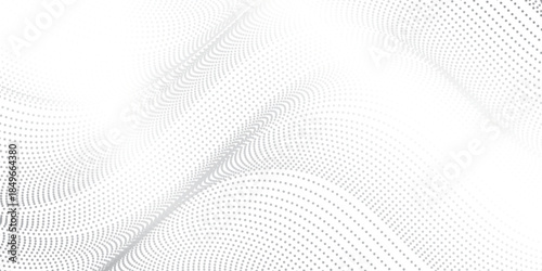 Abstract halftone background with wavy surface made of gray dots on white  style curve simple art good nice