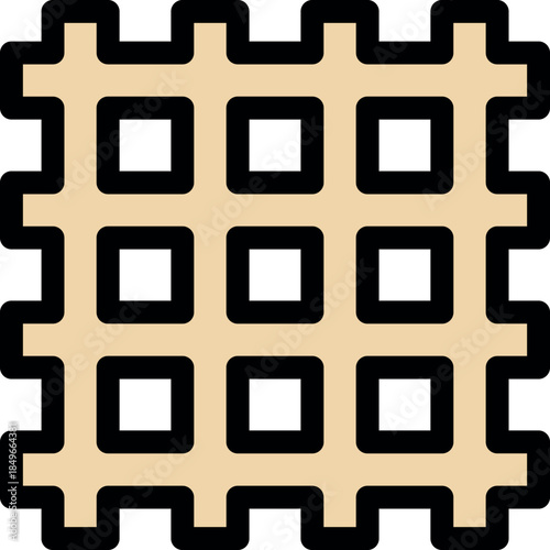 Waffle iron grid pattern creating square shapes for baking delicious breakfast food