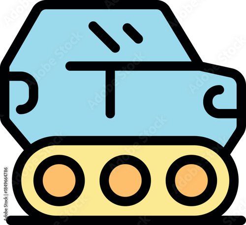 Futuristic transport vehicle moving on caterpillar tracks, showcasing innovative transportation technology