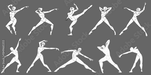 Dynamic human figures in motion a series of sketched poses for artists
