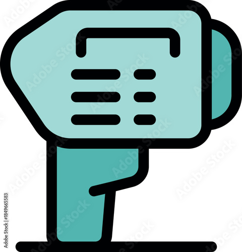 Electronic digital infrared thermometer showing normal body temperature, vector illustration in filled outline style