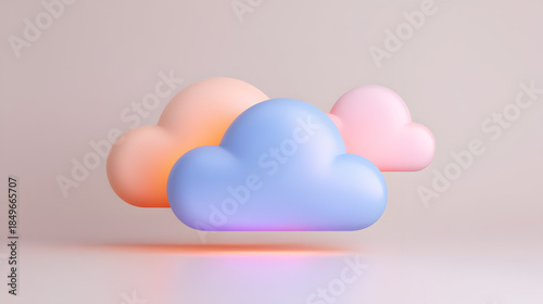 Floating Clouds: Pastel clouds float gracefully, casting soft shadows, evoke tranquility, a sense of calm and the beauty of nature.