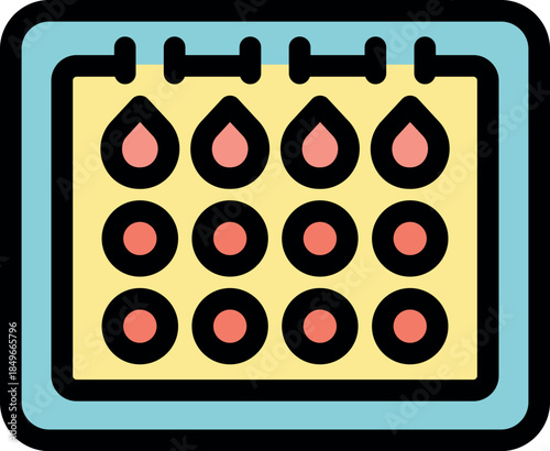 Menstrual cycle calendar tracking bleeding days and cycle length for fertility awareness and period management