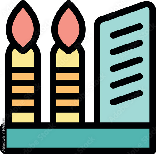 Two chimneys emitting gas symbolize a thermal power plant generating electricity