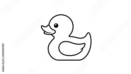 Simple line art of a rubber duck illustration for kids