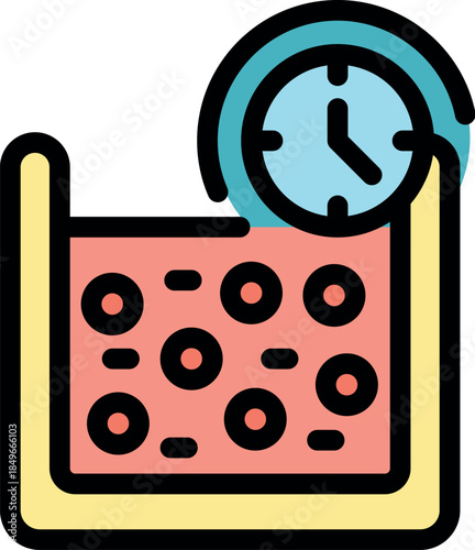Petri dish is incubating samples with clock showing incubation time, ideal for microbiology and laboratory concepts