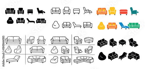 Diverse sofa and chair illustrations