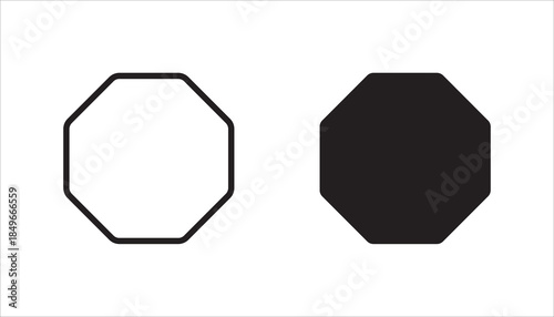 octagon shape icon set, illustration vector graphic on white background