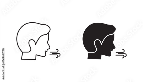 Breathing icon set, Breath difficulties sign. Respiration problems symbol. vector illustration.