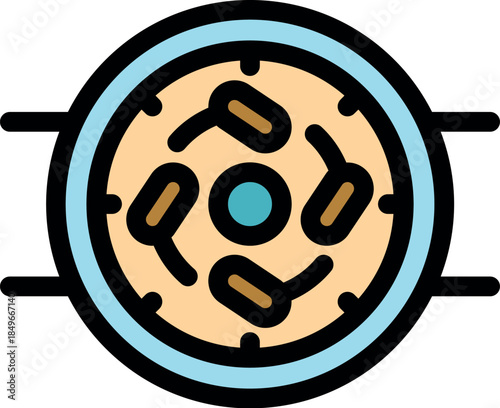 Petri dish with bacteria colony growing, science experiment in microbiology lab