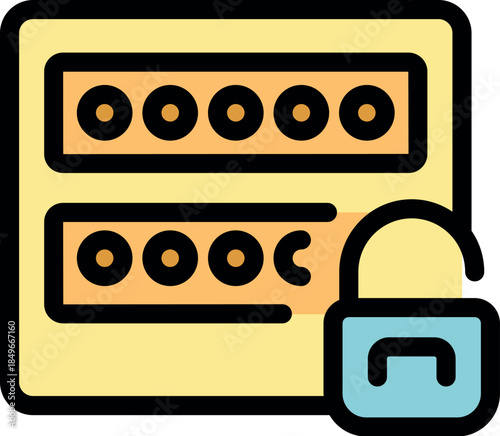 Server room password protected showing security policy with an open padlock