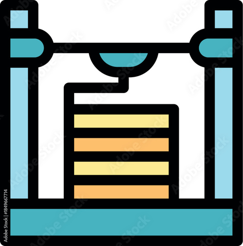 3d printer building a layered structure, showcasing additive manufacturing technology and rapid prototyping capabilities
