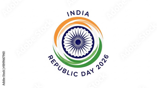India Republic Day 2026 Celebration Logo with Ashoka Chakra Symbol
