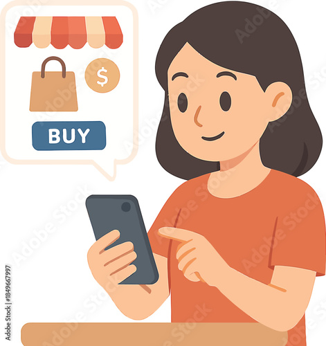 Woman shopping online with smartphone and excited expression