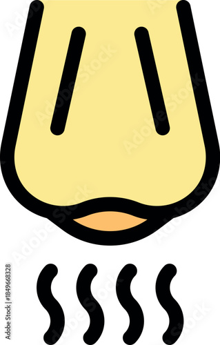 Hand dryer blowing warm air in public restroom, ensuring hygiene and comfort