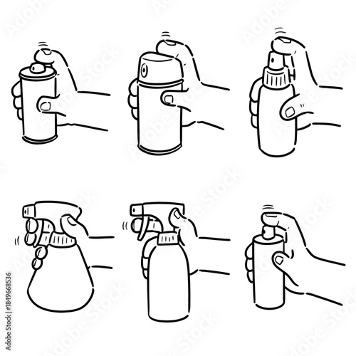 vector set of spray can and bottle