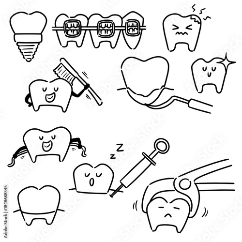 vector set of dental procedures