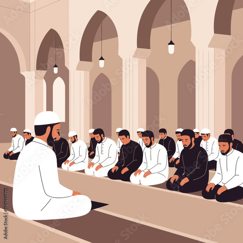 Group of Men in Traditional Islamic Clothing.