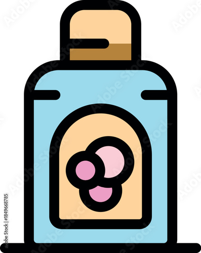 Beauty product bottle with a label showing berry ingredients, ideal for beauty, skincare, and personal care marketing