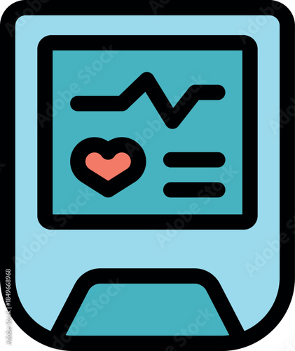 Glucometer displaying heartbeat and blood sugar level, ideal for healthcare and diabetes management