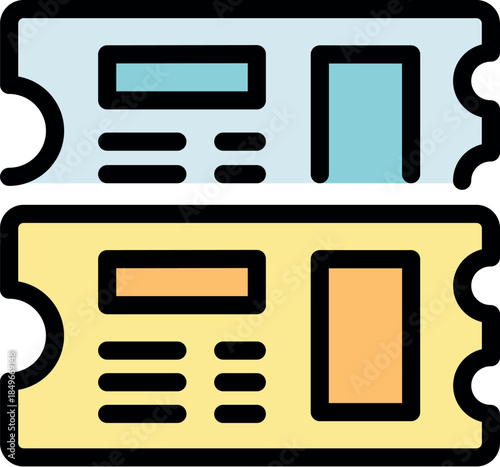 Two vibrant tickets promising access to entertainment and experiences