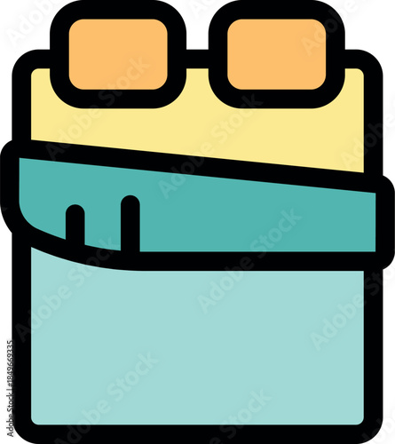 Cozy double bed inviting a peaceful night's sleep, featuring two pillows and a soft blanket, perfect for a relaxing bedroom environment