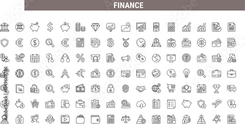 Finance icons, banking symbols, currency signs, investment tools, financial technology, budgeting elements, money management, fintech graphics, economic visuals, business finance