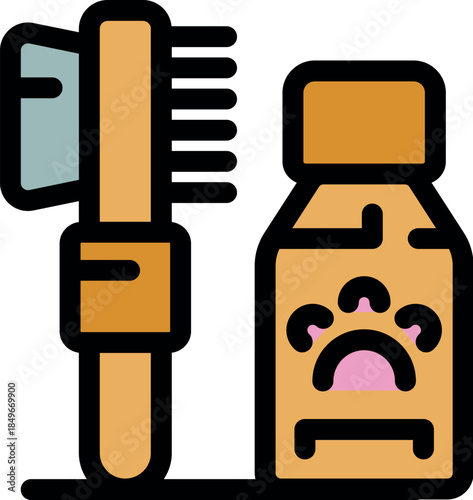 Essential pet grooming tools, including a brush and shampoo, ensure hygiene and well being for beloved animals