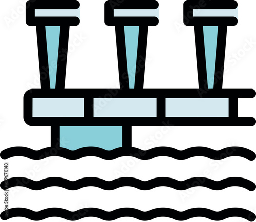 Hydroelectric power station icon representing sustainable energy production using water resources, symbolizing clean and renewable energy generation