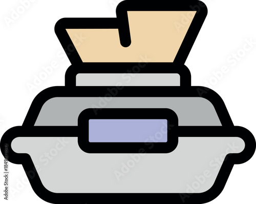 Wet wipes container with tissues emerging, offering convenient access for cleaning and hygiene