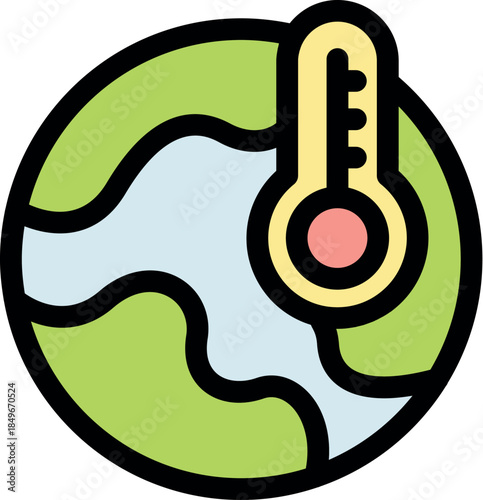 Thermometer is measuring increasing earth temperature, symbolizing global warming and climate change