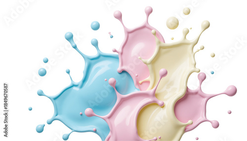 Abstract flowing liquid paint waves blending soft pastel colors in a dynamic modern composition