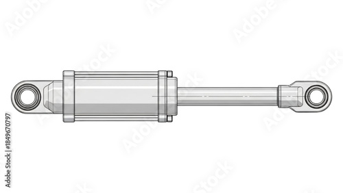 Hydraulic Cylinder Mechanical Component Isolated on White Background Industrial Technology Illustration