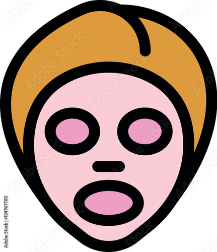 Skincare routine with pink facial cosmetic mask and hair band for beauty treatment